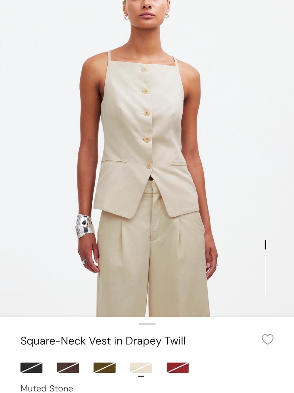 Madewell Square-Neck Vest in Muted Stone